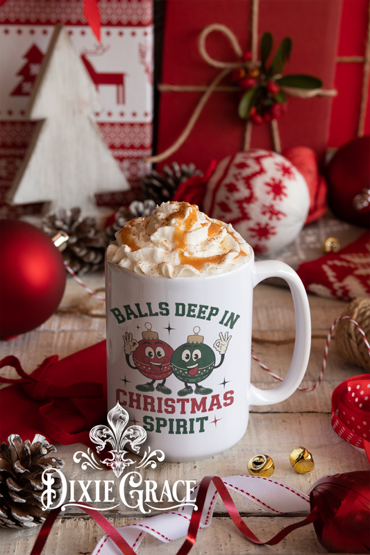 Balls Deep in Christmas Spirit - Large Coffee Mug