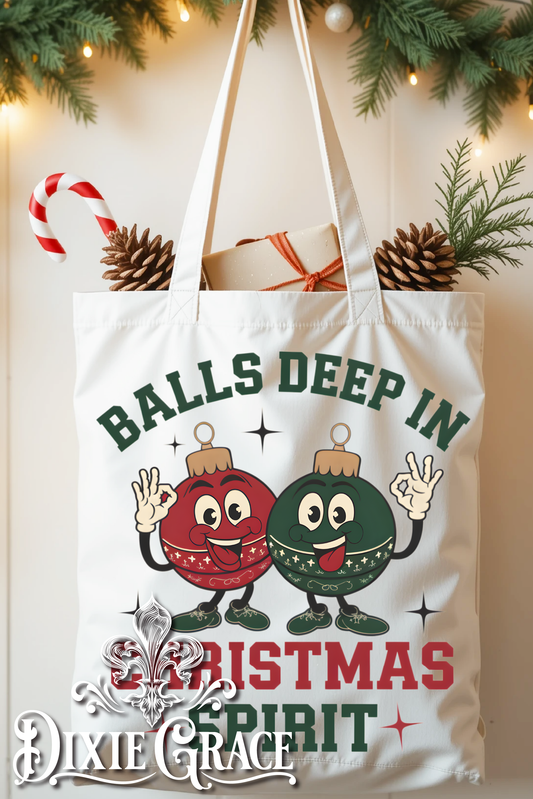 Balls Deep in Christmas Spirit - Canvas - Tote Bag