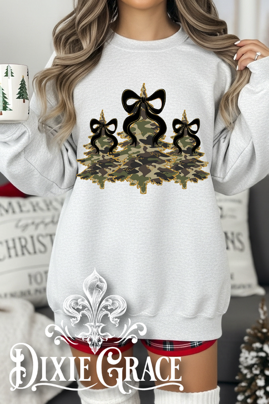 Black Ribbon Camo Trees - Ash - Youth, Long Sleeve, Sweatshirt Option - Graphic Tee