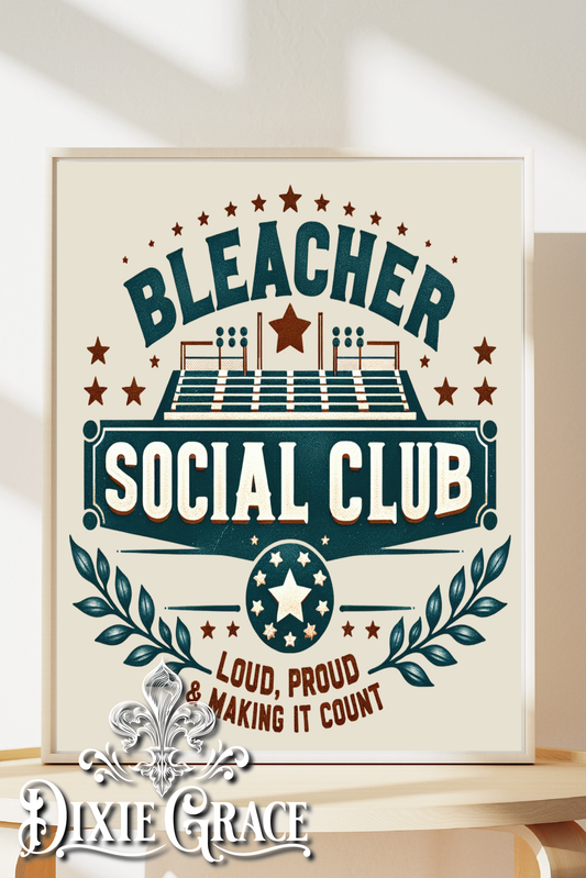 Bleacher Social Club Football - Two Sizes - Wooden Box Sign