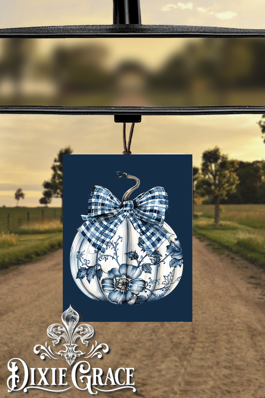 Blue Toile Pumpkin - Air Freshener