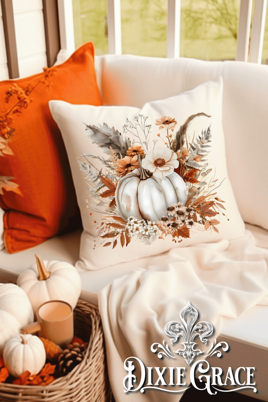 Boho White Pumpkin - Includes Insert - Throw Pillow