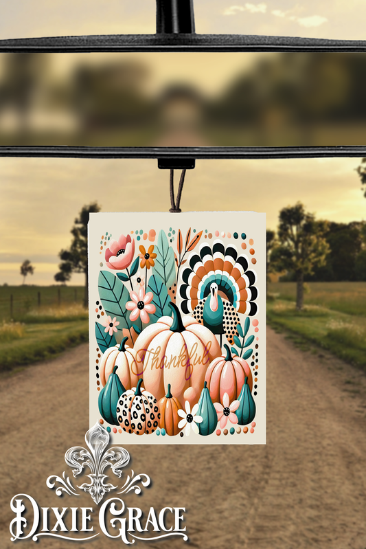 Boho Turquoise Thankful Pumpkin - Air Freshener