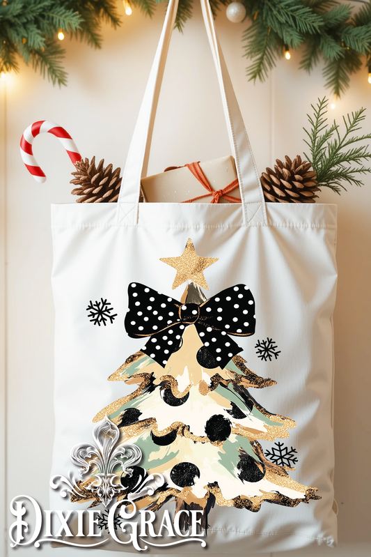 Camo Polka Dot Bow Tree - Canvas - Tote Bag