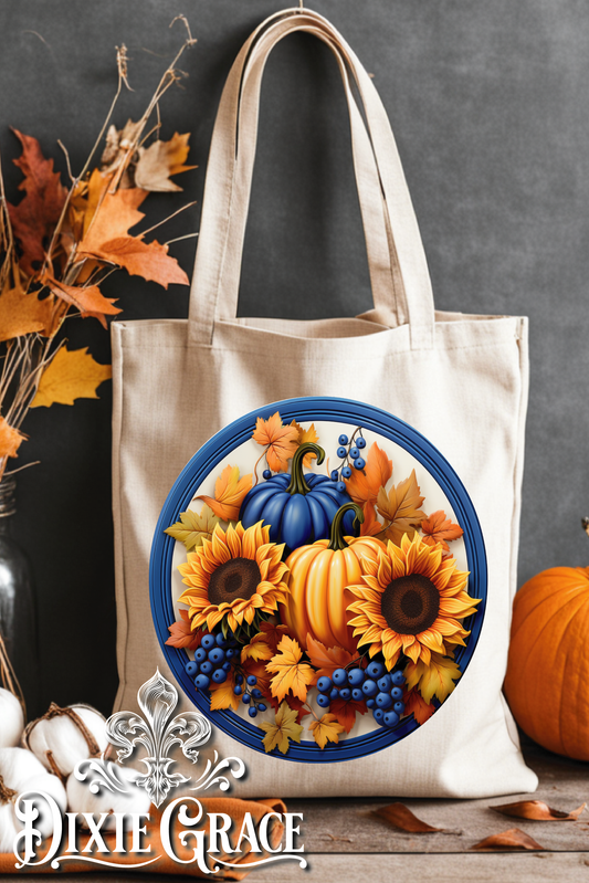 Fall Pumpkins w/ Sunflowers - Gift - Canvas - Two Options - Tote Bag