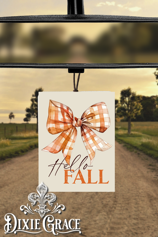 Hello Fall Checkered Bow - Air Freshener