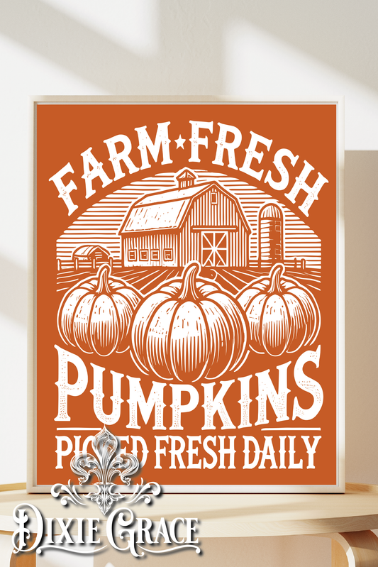 Farm Fresh Pumpkins - Two Sizes - Wooden Box Sign
