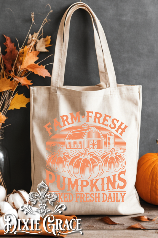 Farm Fresh Pumpkins - Gift - Canvas - Two Options - Tote Bag