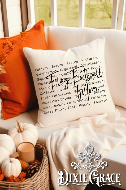 Flag Football Mom Cursive - Includes Insert - Throw Pillow