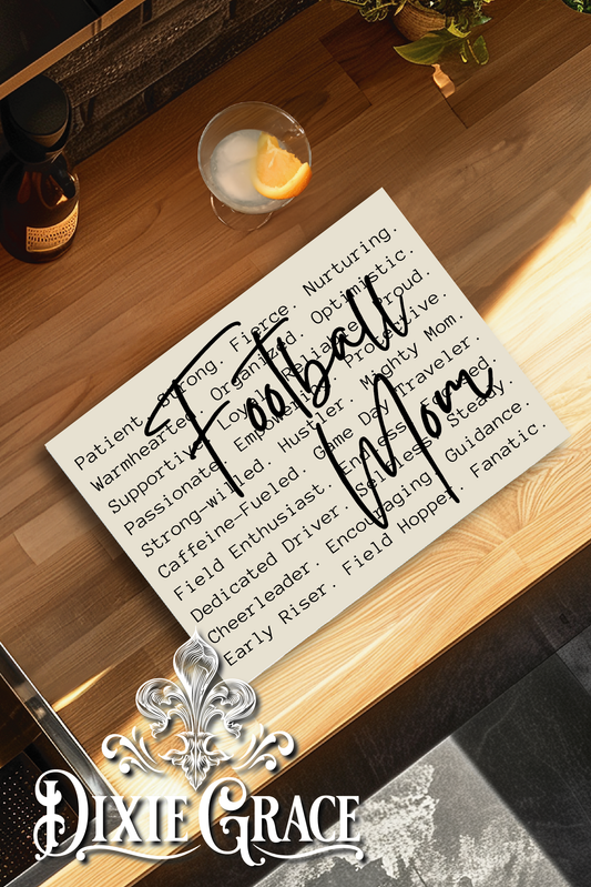 Football Mom Cursive - Glass Cutting/Charcuterie Board
