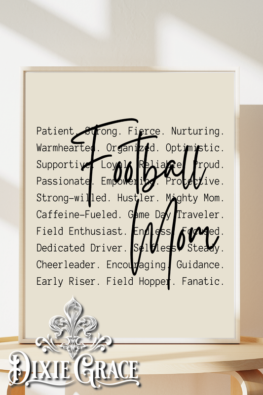 Football Mom Cursive - Two Sizes - Wooden Box Sign