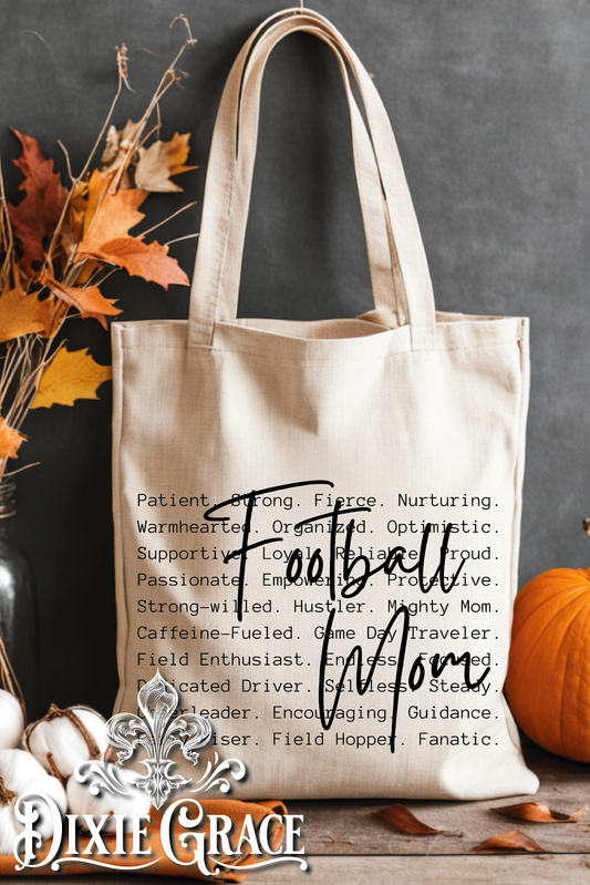 Football Mom Cursive - Gift - Canvas - Two Options - Tote Bag