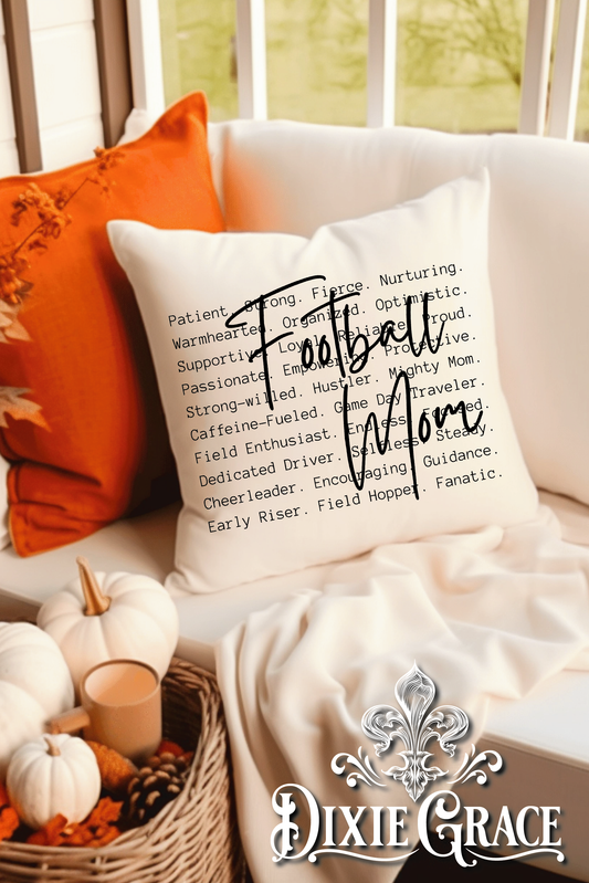 Football Mom Cursive - Includes Insert - Throw Pillow