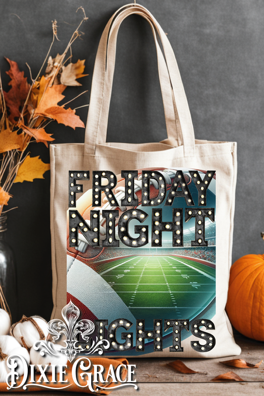 Friday Night Lights Marquee Football - Gift - Canvas - Two Options - Tote Bag