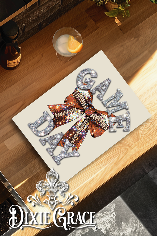 Game Day Bling Football - Glass Cutting/Charcuterie Board