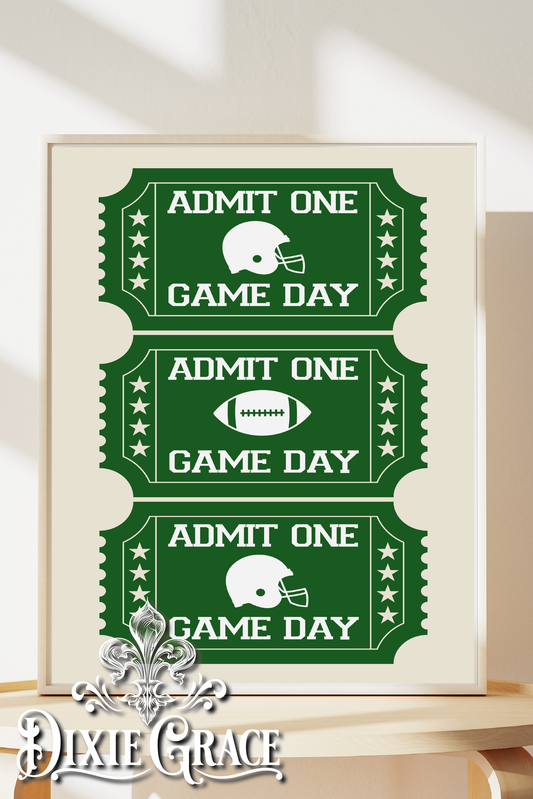 Game Day Tickets Football - Two Sizes - Wooden Box Sign