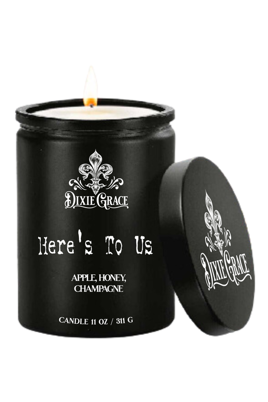 Here's To Us - 11 oz Glass Candle - Cotton Wick