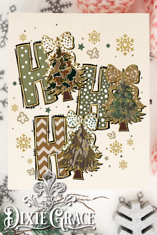 HoHoHo Camo - Two Sizes - Wooden Box Decor Sign