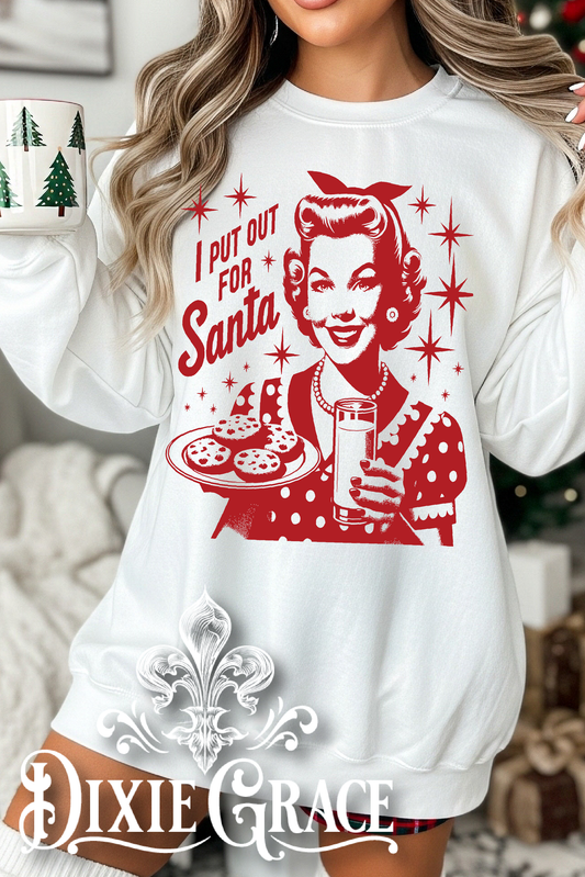 I Put Out For Santa - Red - Youth, Long Sleeve, Sweatshirt Option - Graphic Tee