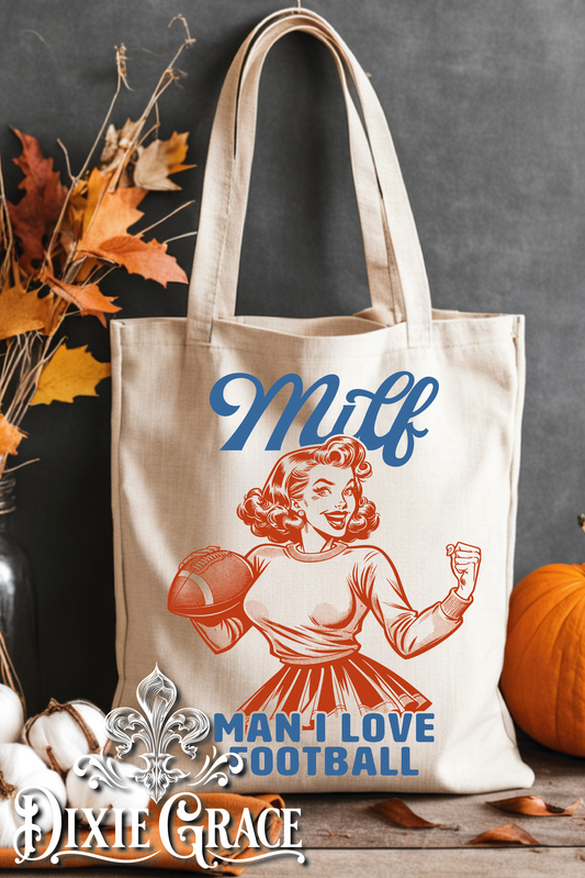MILF - Man I Love Football - Gift - Canvas - Two Options - Tote Bag