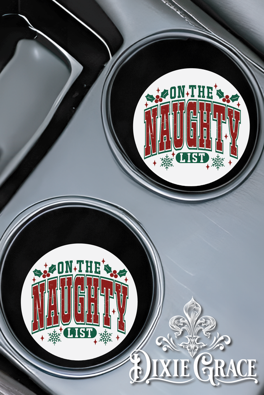 On the Naughty List - Set of 2 - Car Coasters