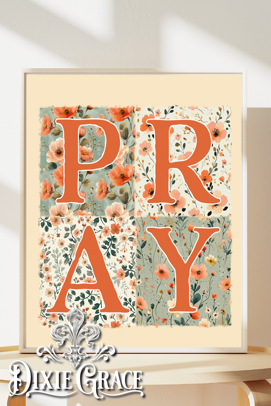 PRAY Patchwork - Two Sizes - Wooden Box Sign