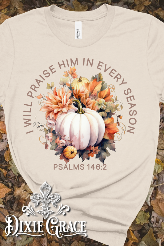 I Will Praise Him in Every Season - Natural - Youth, Long Sleeve, Sweatshirt, Hoodie Option - Graphic Tee