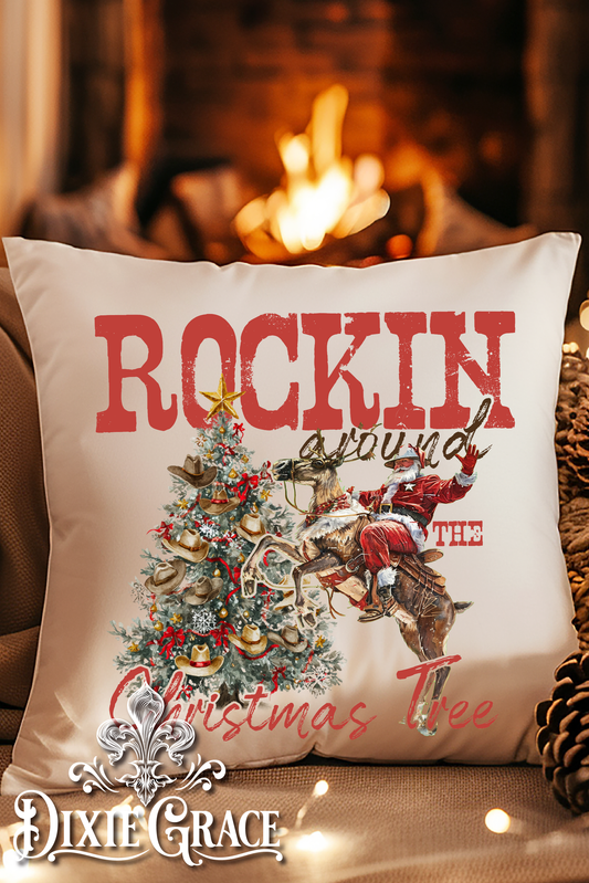 Rockin Around the Christmas Tree - Includes Insert - Throw Pillow