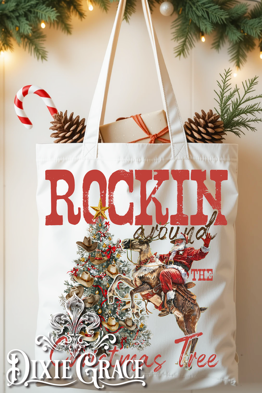 Rockin' Around the Christmas Tree - Canvas - Tote Bag
