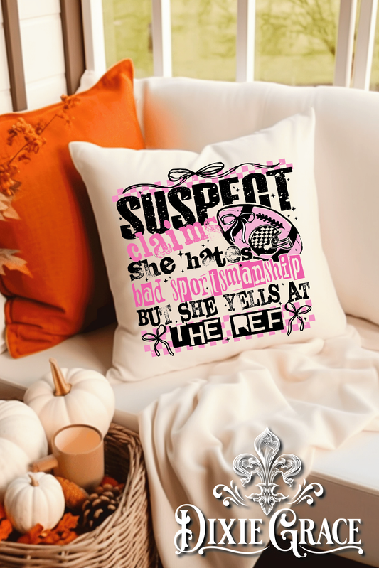 Suspect Claims Ref Football - Includes Insert - Throw Pillow