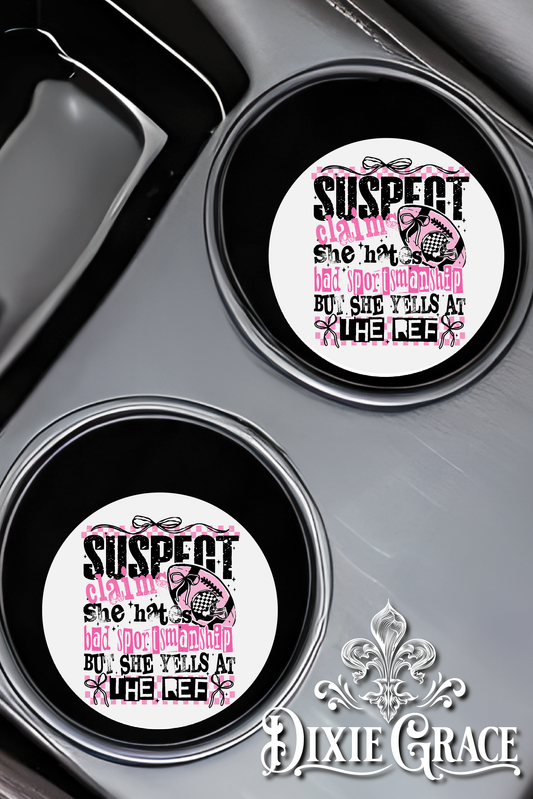 Suspect Claims Ref Football - Set of 2 - Car Coasters