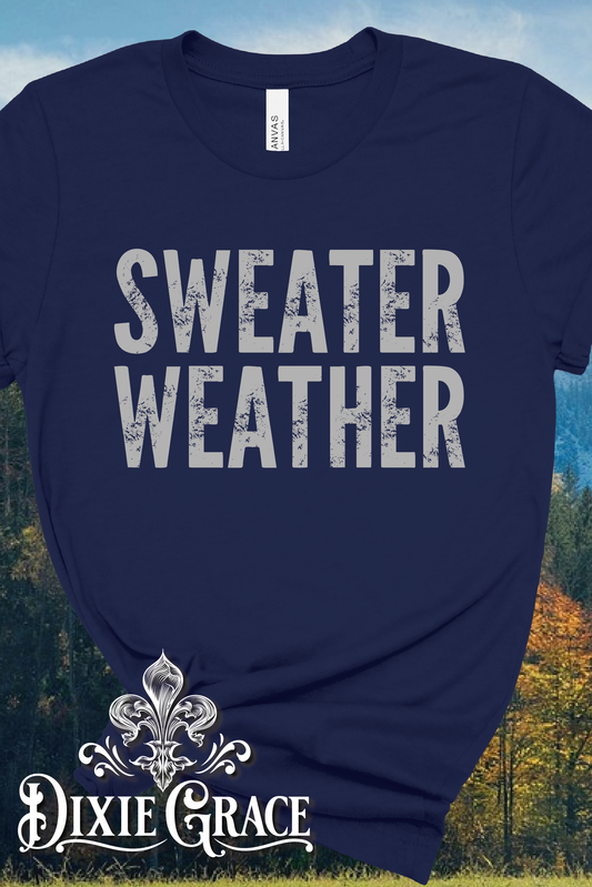 Sweater Weather - Navy - Youth, Long Sleeve, Sweatshirt, Hoodie Option - Graphic Tee
