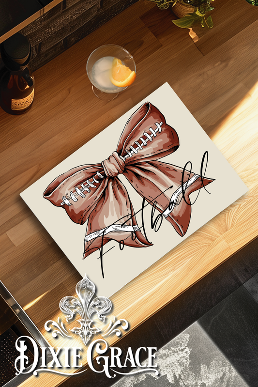 Vintage Football Bow - Glass Cutting/Charcuterie Board