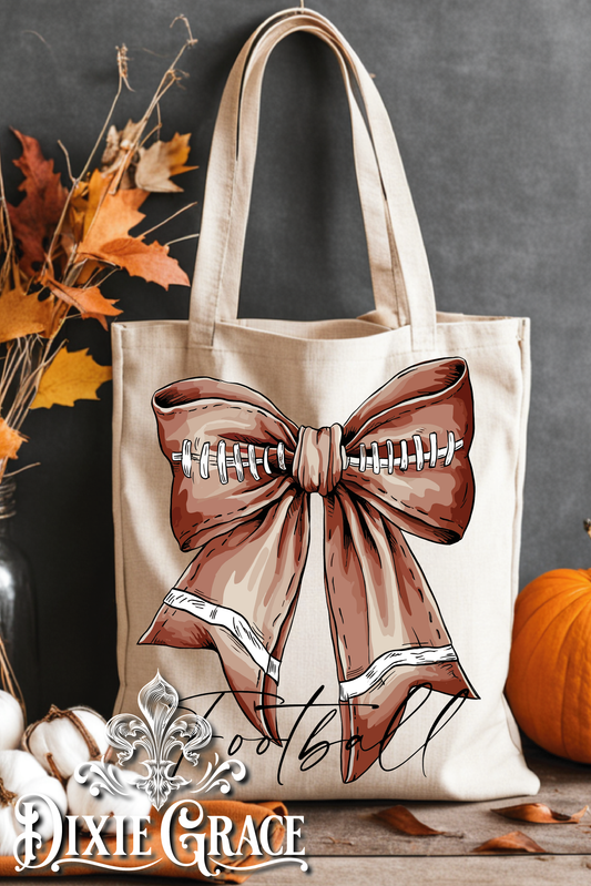 Vintage Football Bow - Gift - Canvas - Two Options - Tote Bag