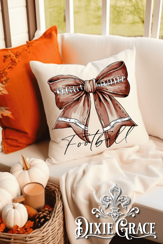 Vintage Football Bow - Includes Insert - Throw Pillow