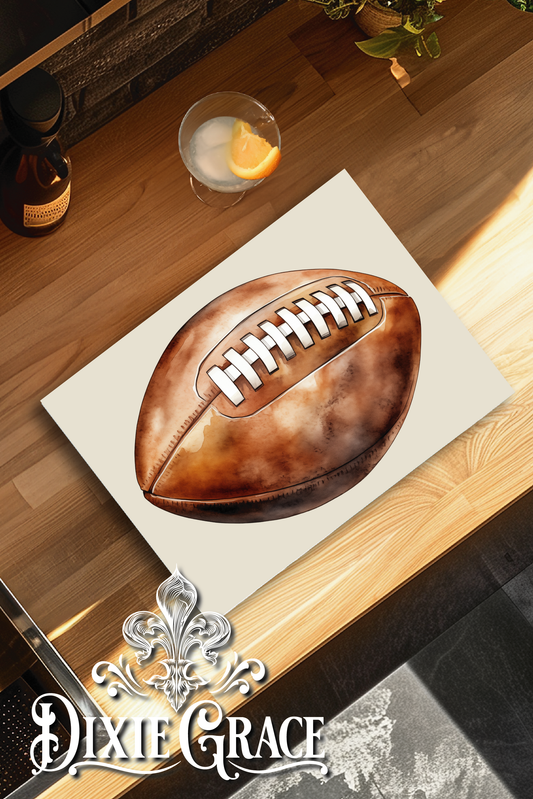 Watercolor Football - Glass Cutting/Charcuterie Board