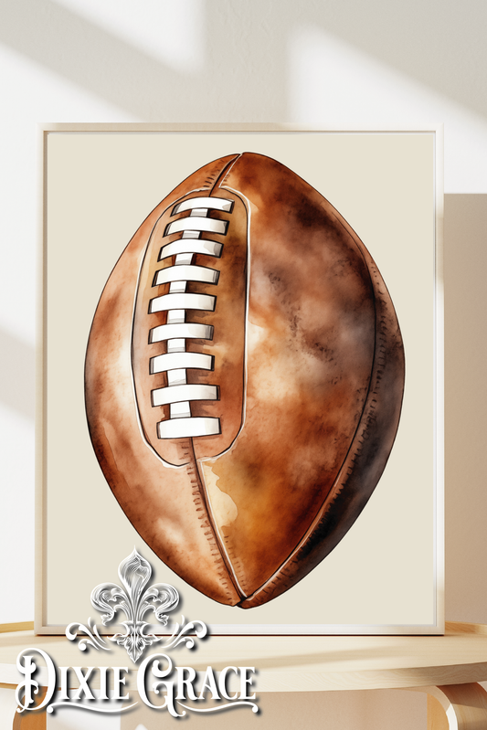 Watercolor Football - Two Sizes - Wooden Box Sign