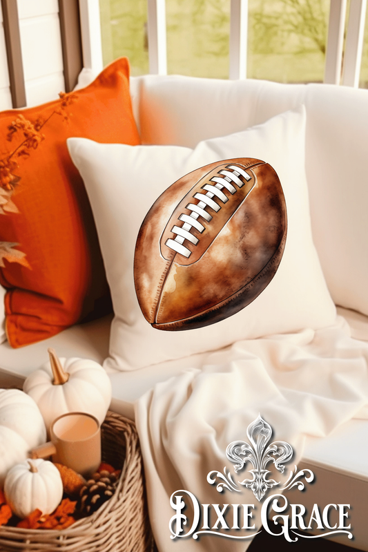 Watercolor Football - Includes Insert - Throw Pillow