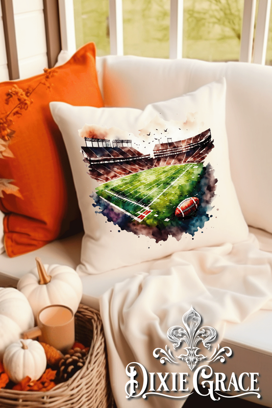 Watercolor Field Football - Includes Insert - Throw Pillow