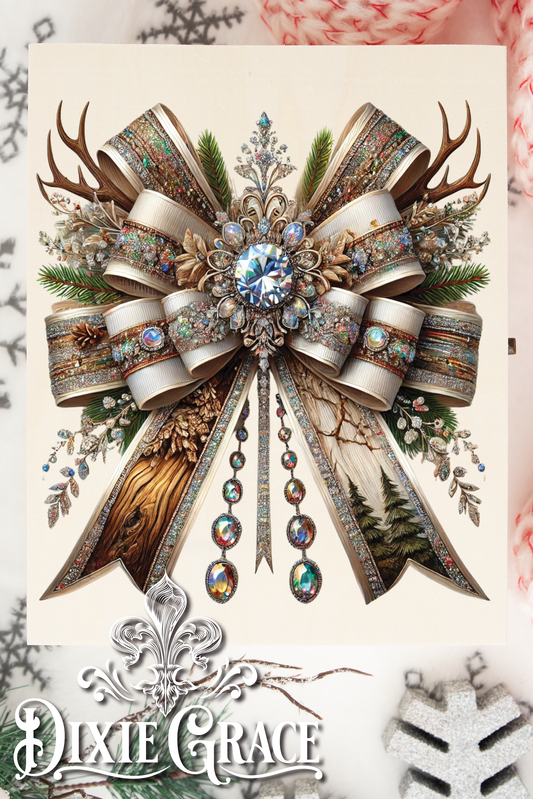 Woodland Luxe Bow - Two Sizes - Wooden Box Decor Sign