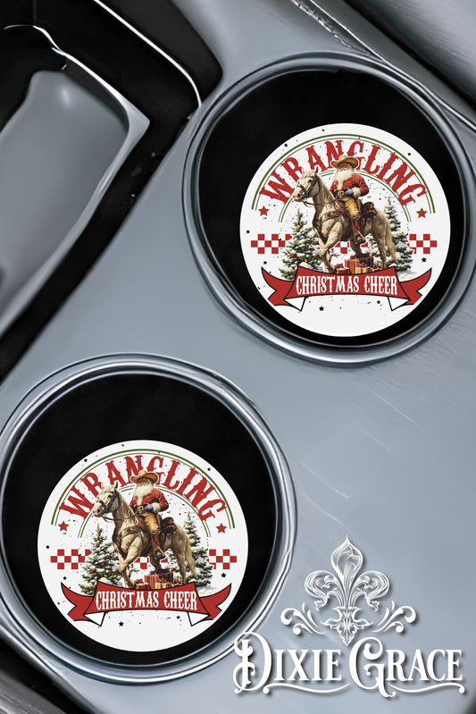 Wranglin' Christmas Cheer - Set of 2 - Car Coasters