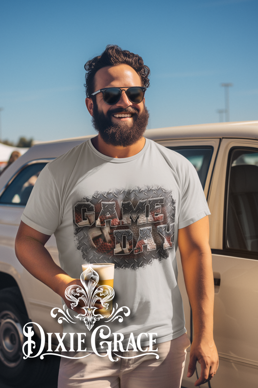 Game Day Metal Plate Football - Cement - Youth, Long Sleeve, Sweatshirt, Hoodie Option - Graphic Tee