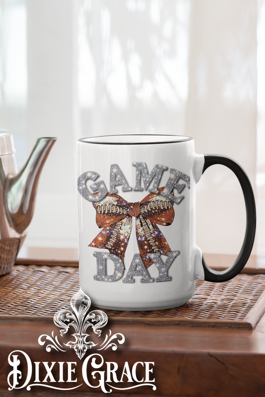 Game Day Bling Football - Large Coffee Mug