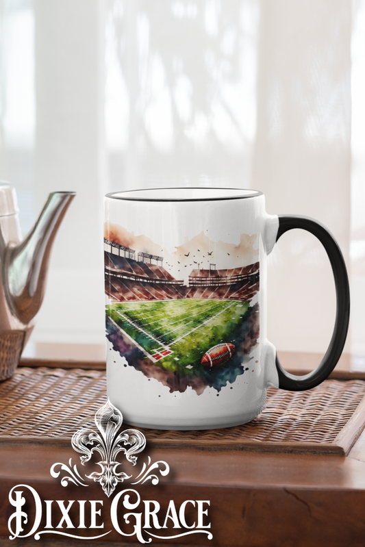 Watercolor Football Field - Large Coffee Mug