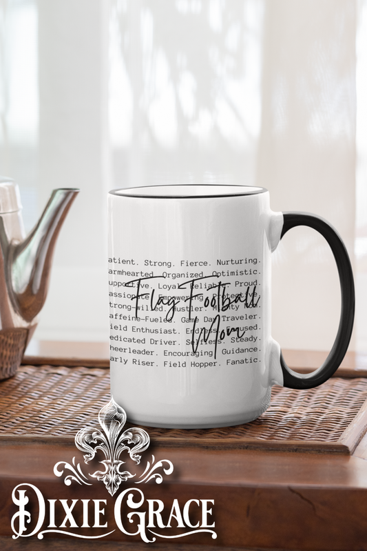 Flag Football Mom Cursive - Large Coffee Mug