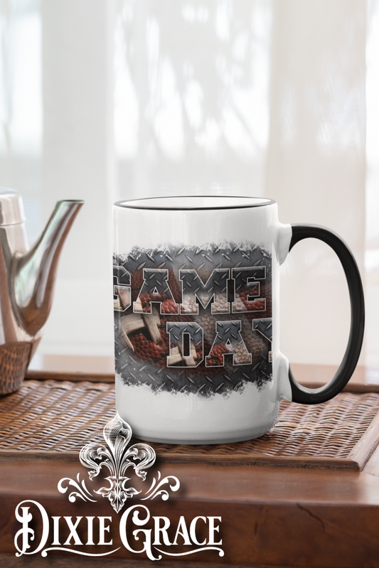 Game Day Metal Football - Large Coffee Mug