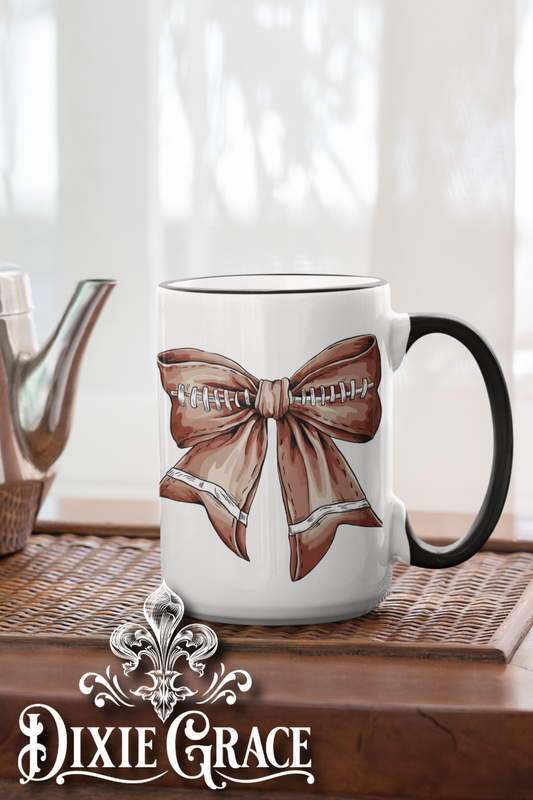 Vintage Football Bow - Large Coffee Mug