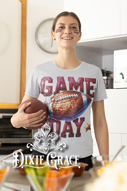 Game Day Sequin - Cement - Youth, Long Sleeve, Sweatshirt, Hoodie Option - Graphic Tee