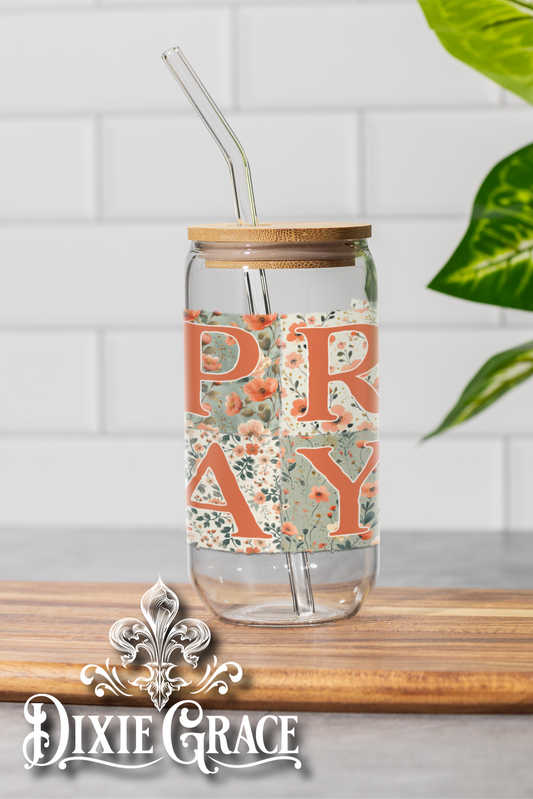 PRAY Patchwork - 16 oz Glass Can