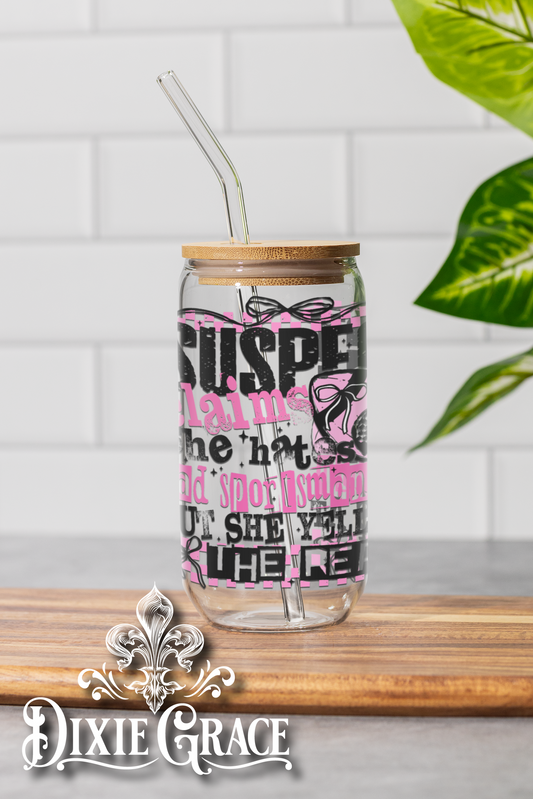 Suspect Claims Ref Football - 16 oz Glass Can